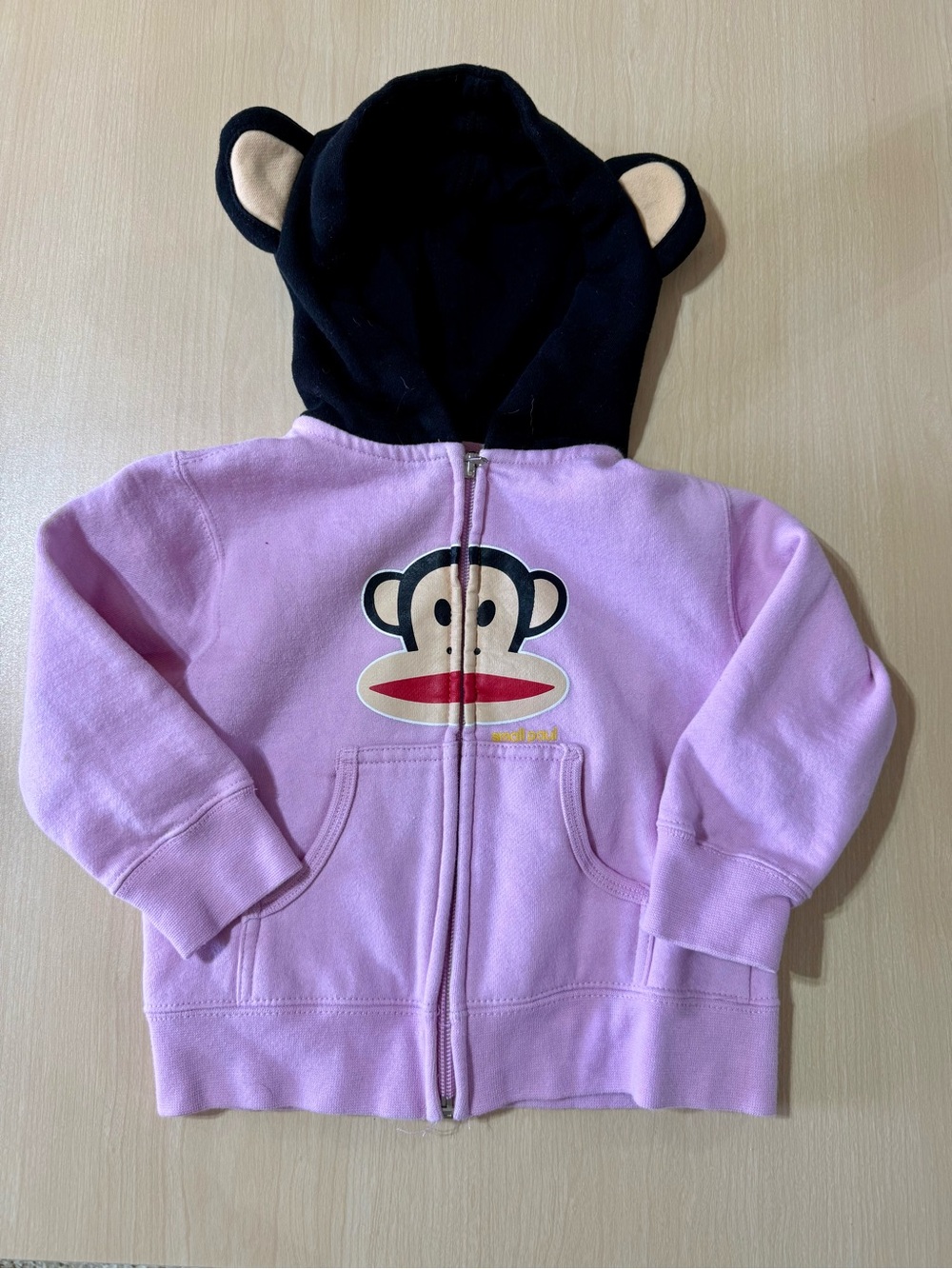 Paul Frank Pink Hoodie with Black Ear Hood and Monkey Face